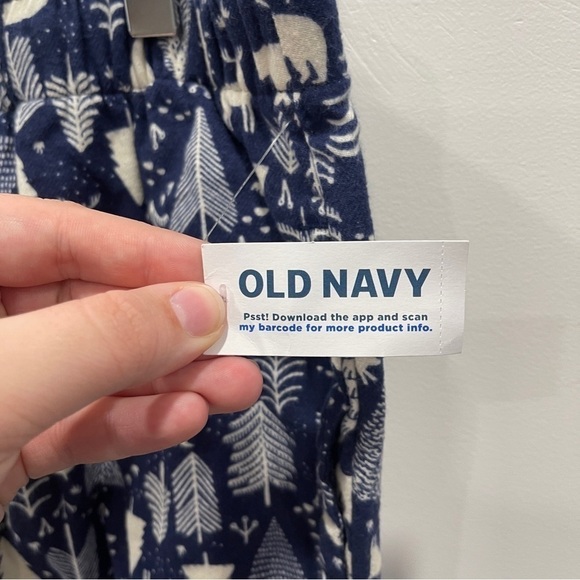 Old Navy Flannel Jogger Pajamas Blue Trees Bear Deer Size Large - Picture 4 of 9